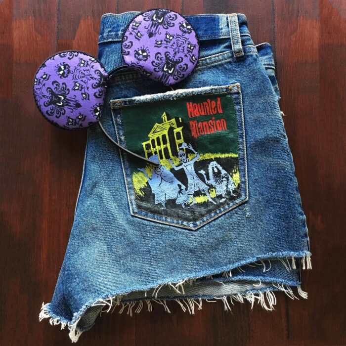 Hand Painted Haunted Mansion Jean Shorts