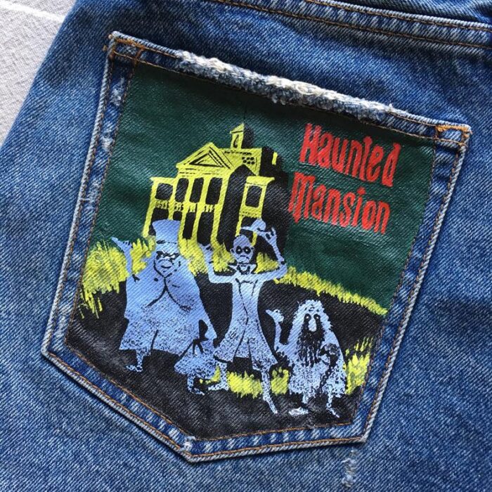 Hand Painted Haunted Mansion Jean Shorts - Image 2